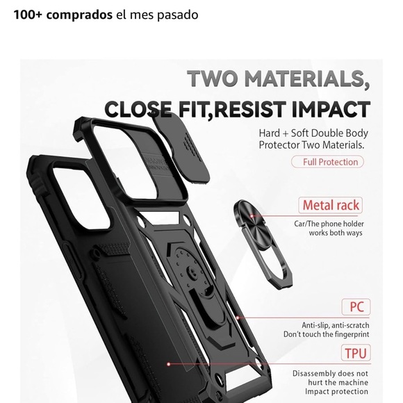 iPhone 14 Pro Max Black Rugged Phone Case with Kickstand - Picture 4 of 11